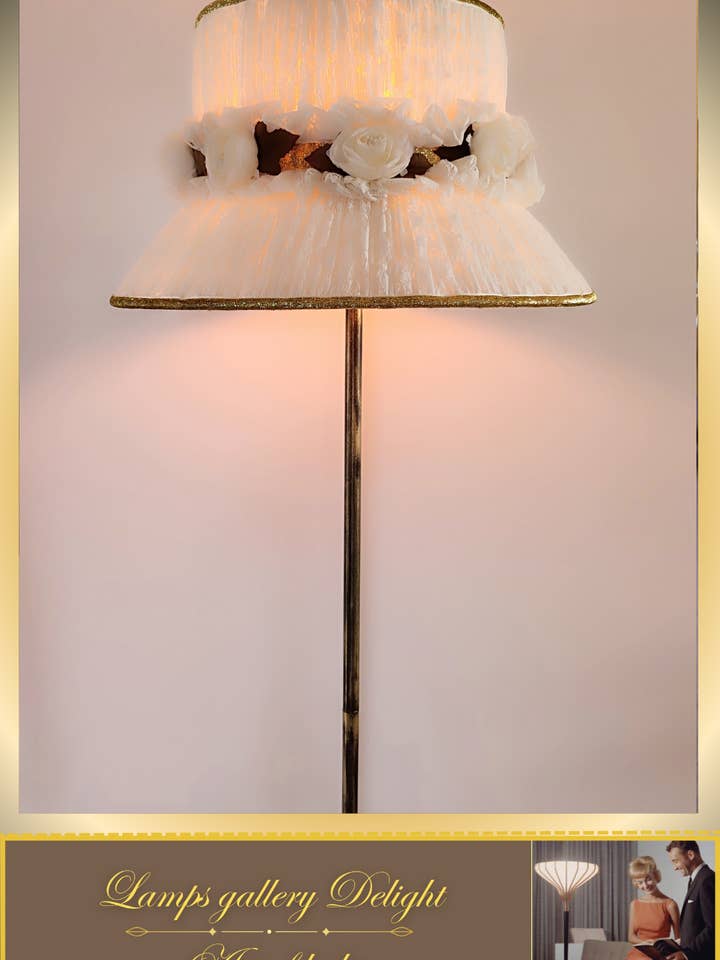 Golvlampa, vit lampa, blomlampa, art deco-lampa. 6102 för wholesale av DelightLamps