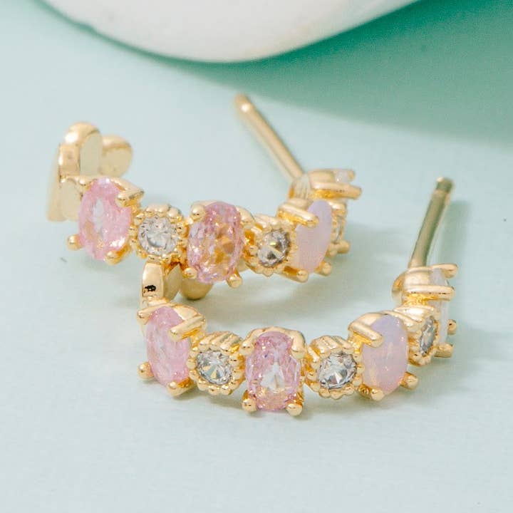 Gold Dipped Assorted Cz Hoop Earrings for wholesale by Fame Accessories