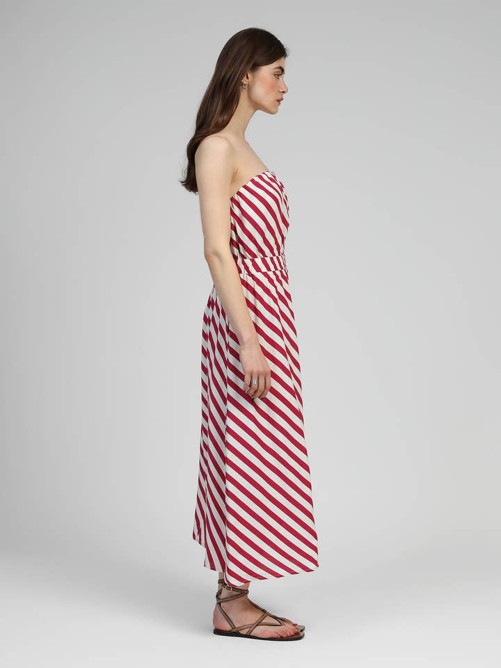 An'ge - Vendita all'ingrosso Vestito - Donna - ABITO LUNGO MIKITRY a righe lampone3