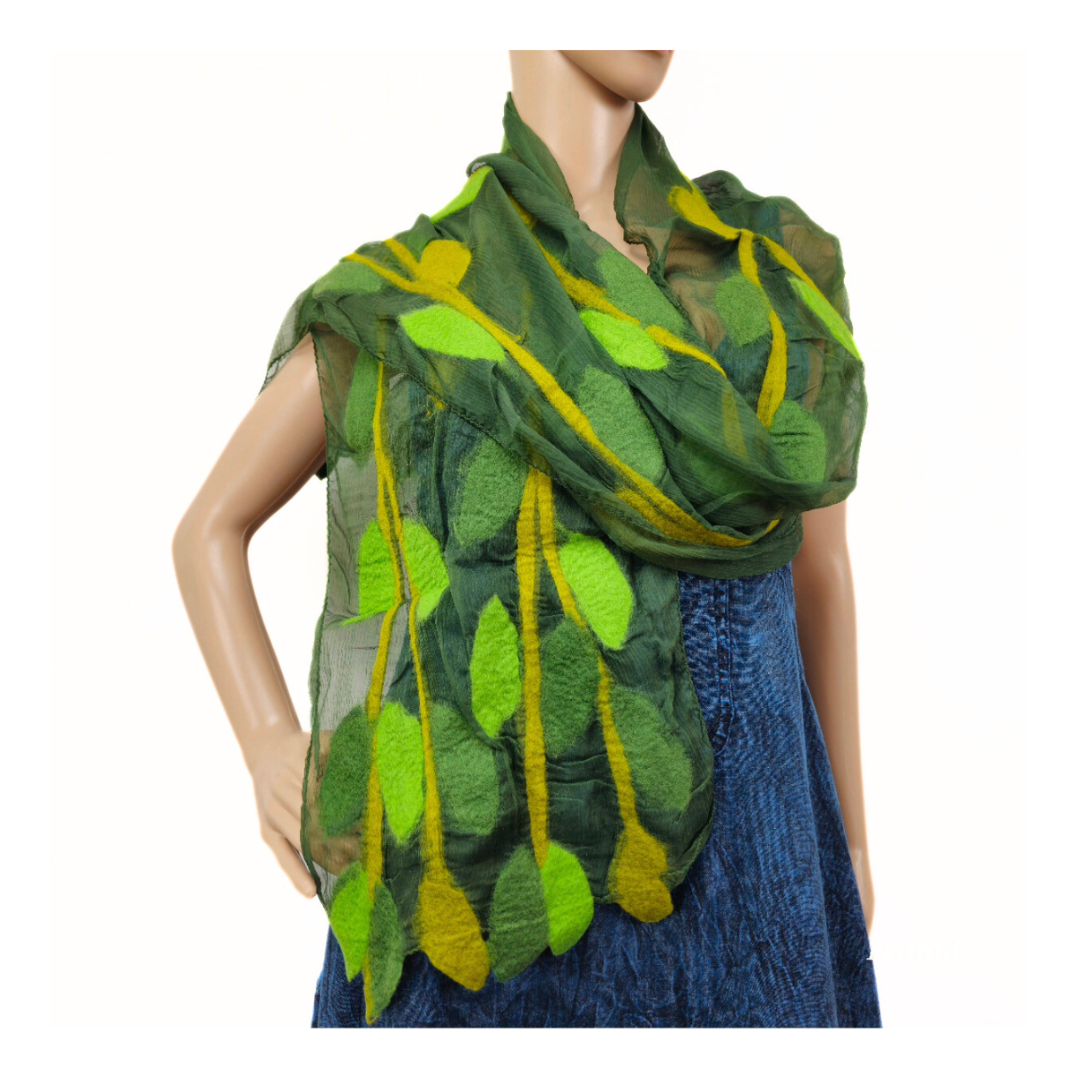 Feltiful - Wholesale Scarf - Women's - Leaf Merino Wool Handmade Felt Scarf7