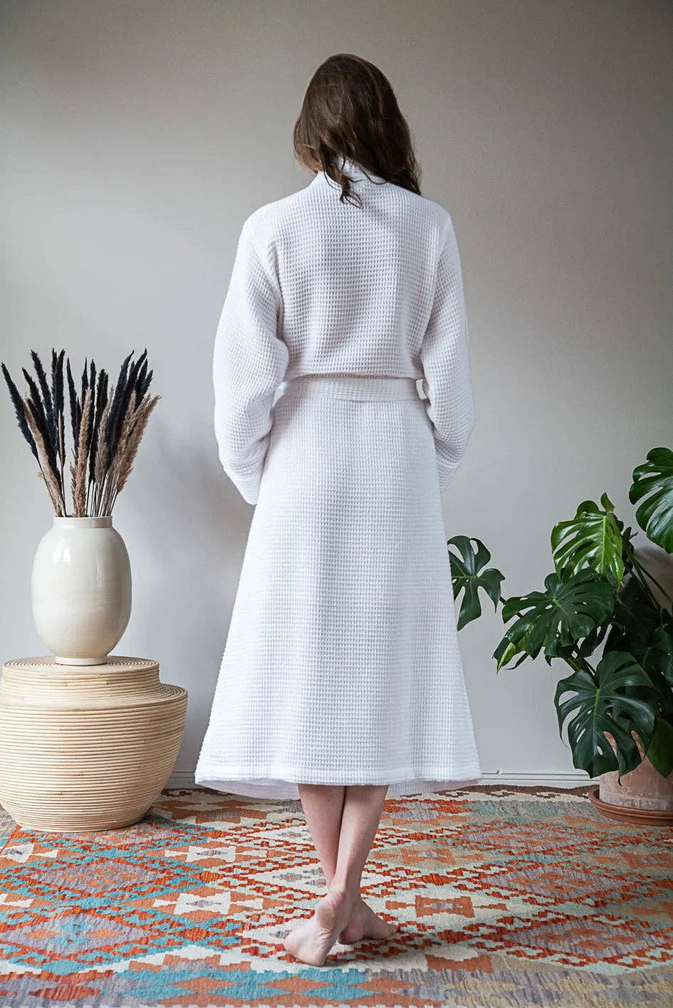 Neunest - Wholesale Robe - Unisex - Pamuk Waffle Bathrobe – White 100% cotton4