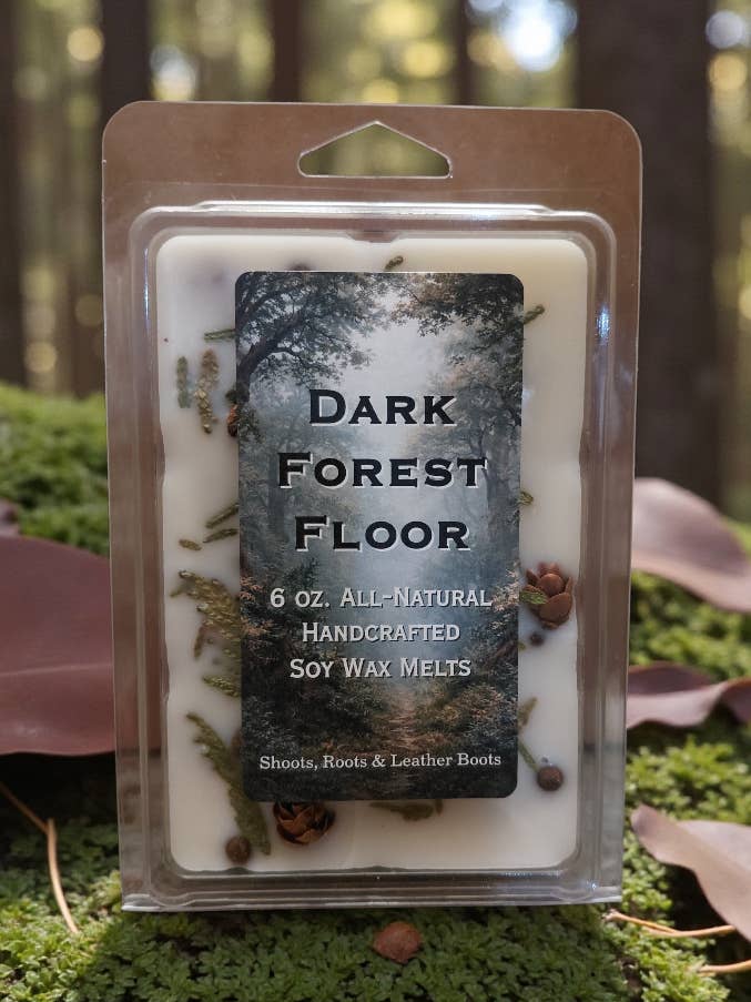 Large 6 oz Soy Wax Melts- Dark Forest Floor All-Natural for wholesale by Shoots, Roots & Leather Boots