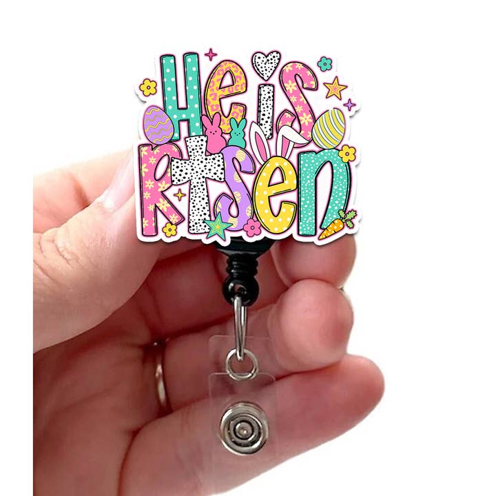 He is Risen Badge Reel, Easter Badge, Badge Holder for wholesale by Good Girl Gone Badge