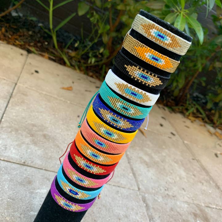 Thin Evil Eye Beaded Bracelet for wholesale by E ACCESORIES JEWERLY