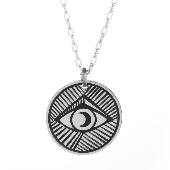 Collier rond mauvais œil pour la vente par The Bearded Jeweler