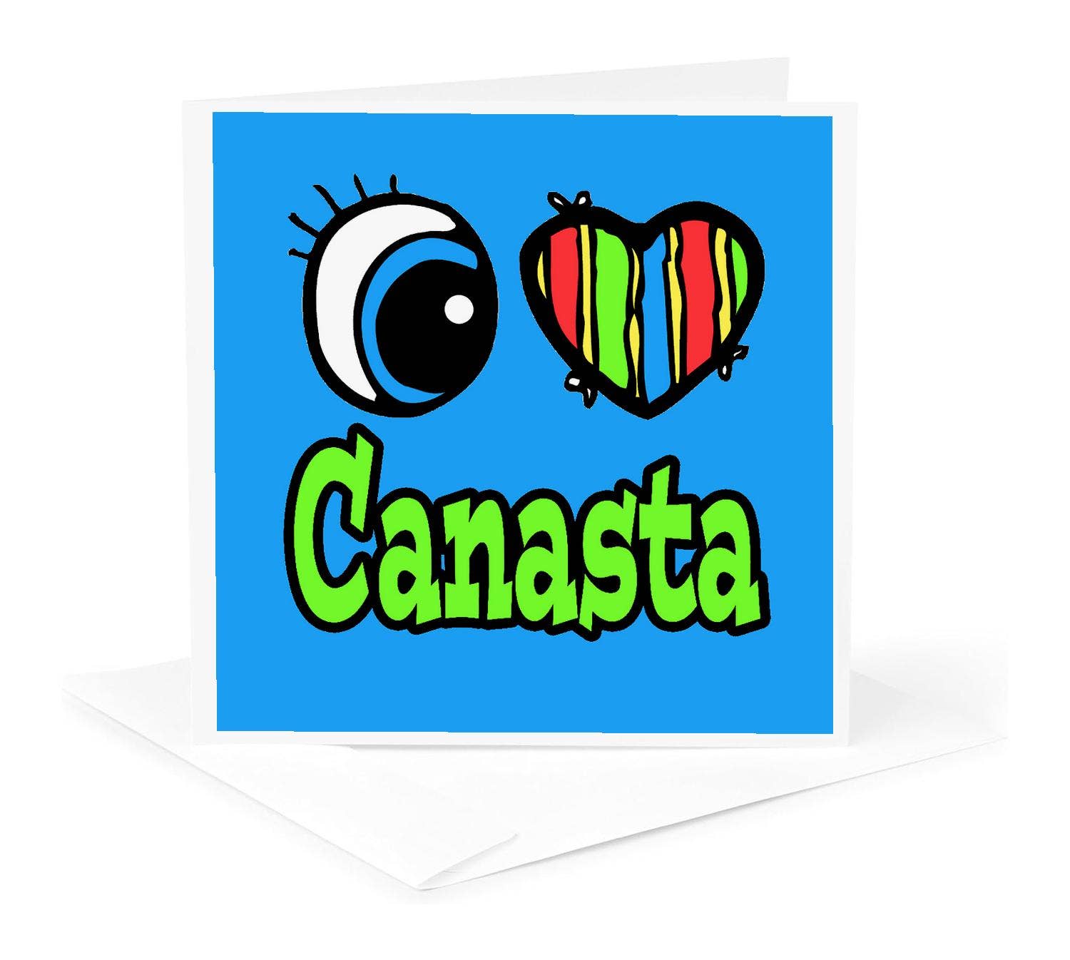 3dRose - Wholesale Everyday Greeting Card - 3dRose, Bright Eye Heart I Love Canasta, Greeting Card0