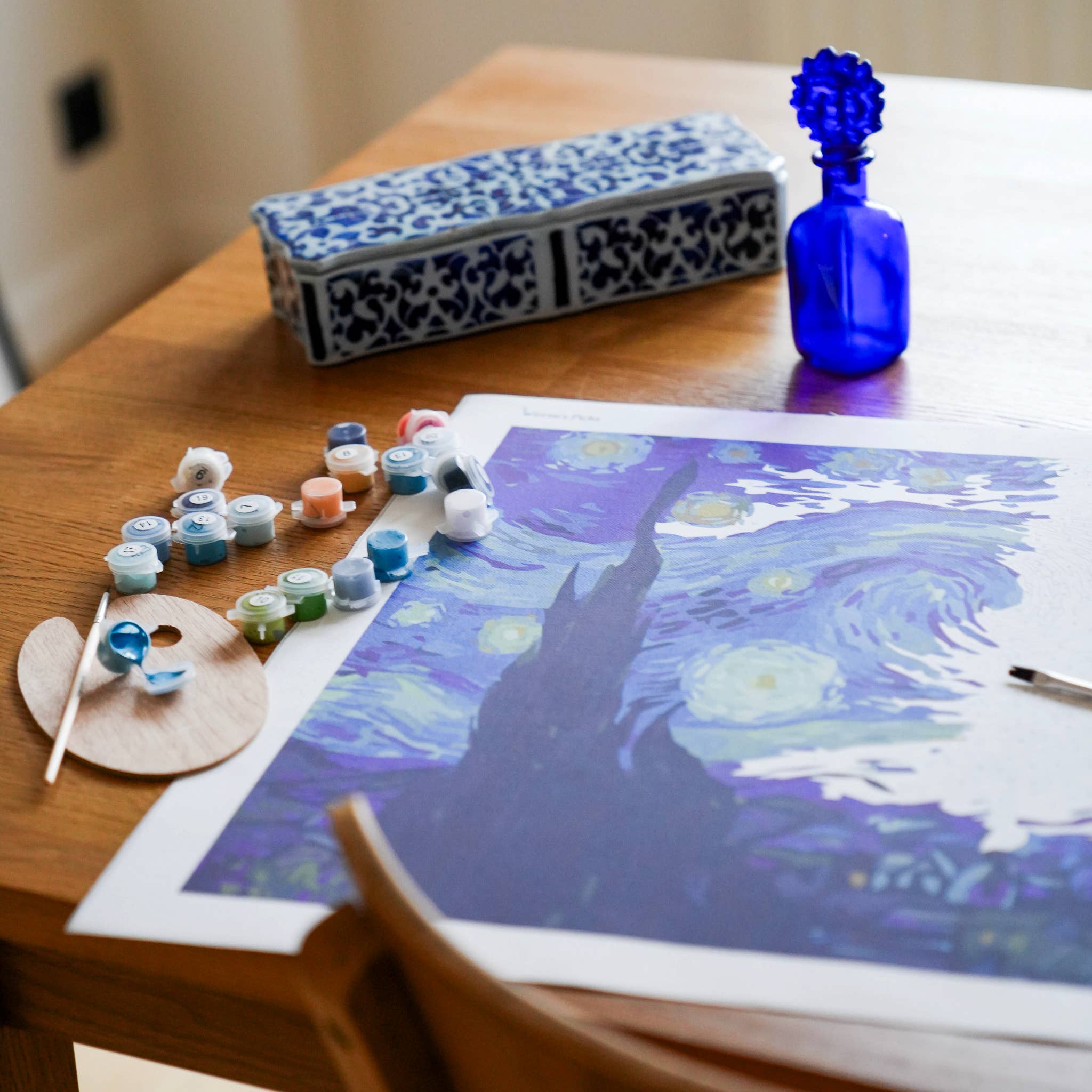 Winnie's Picks - Vente Kit de bricolage - La Nuit étoilée de Vincent van Gogh - Kit de peinture au numéro à faire soi-même - Cadeau pour maman1