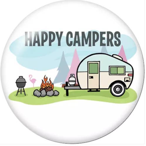 Snap Jewelry - Happy Campers - Glass Domed Snap for wholesale by Say It in A Snap Jewelry