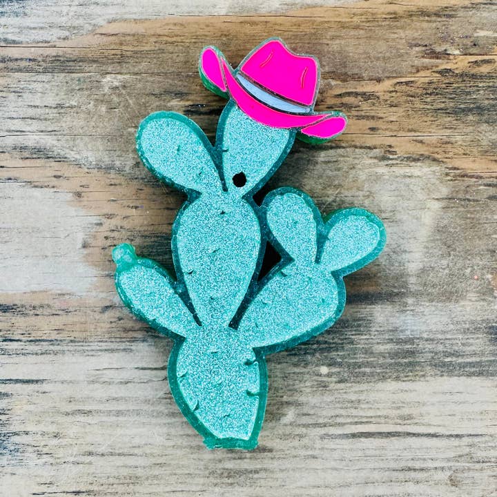 **Custom** Cactus with Cowboy Hat Car Freshie for wholesale by Southern Creek Wholesale