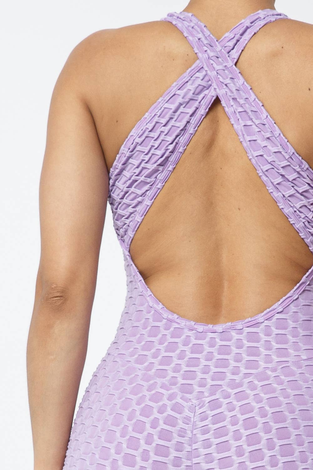 Julia by LoveJ - Wholesale Romper - Women's - Honeycomb Jacquard Sleeveless Cross Back Romper8