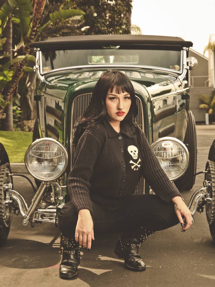 Mischief Made – Pulôver - Mulher por atacado – Camisola Collared MM Skull MN Cropped em Preto5