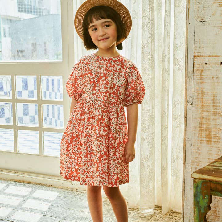 Hannah Puff Sleeve Round Neck All-Over Floral Print Dress for wholesale by ToTo Heros