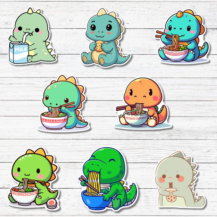 Oily Graphic Creations - Wholesale Sticker - Dinosaur Boba- Kawaii Dinosaurs Sticker/Magnet3