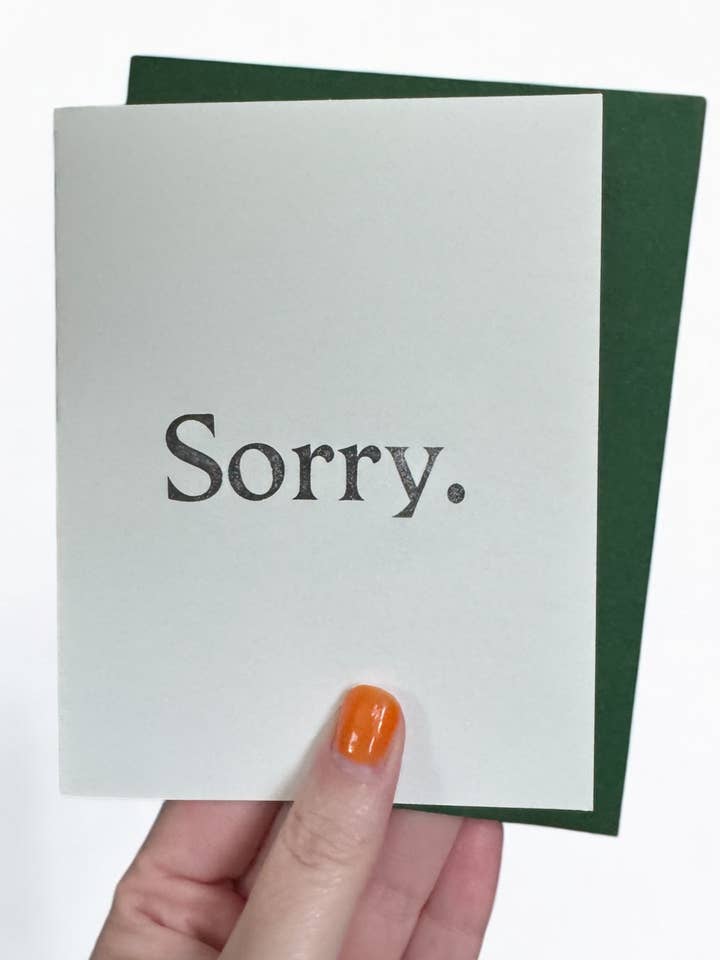 Simple Sorry Letterpress Greeting Card for wholesale by Truly Madly Depot
