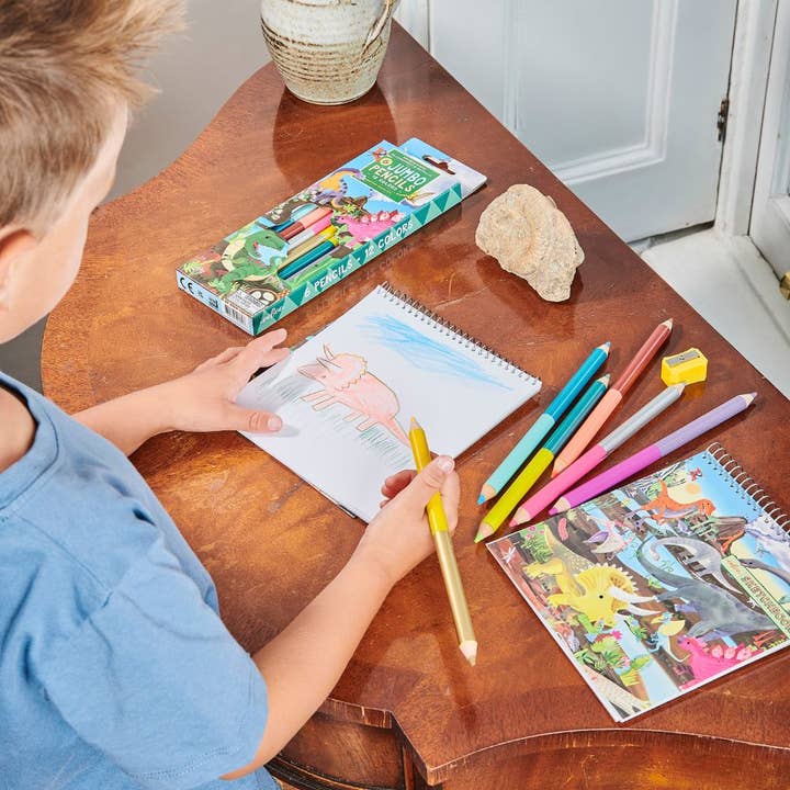 Just Imagine Toys – wholesale Coloured pencil – eeBoo Dinosaur 6 Jumbo Double-Sided Pencils