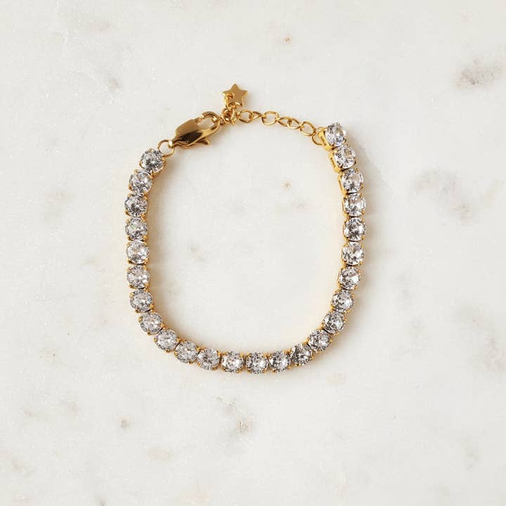 Gold Tennis Bracelet, Stainless Steel Bracelet, Cz Stones for wholesale by Alma Libre Jewelry