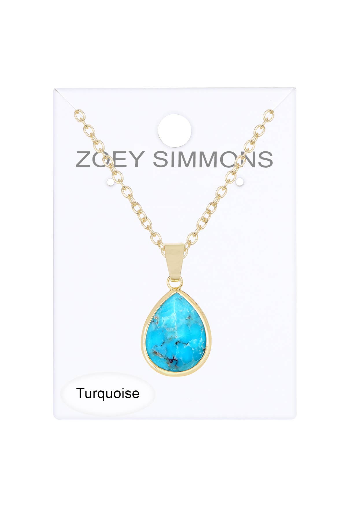 Zoey Simmons - Wholesale Pendant/Charm Necklace - Stabilized Turquoise Teardrop Pendant Necklace - GF1