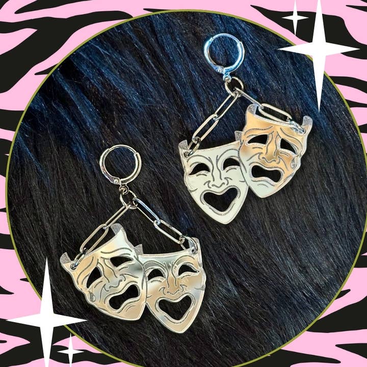 Comedy Tragedy Mask Earrings for wholesale by Foolish Fetish