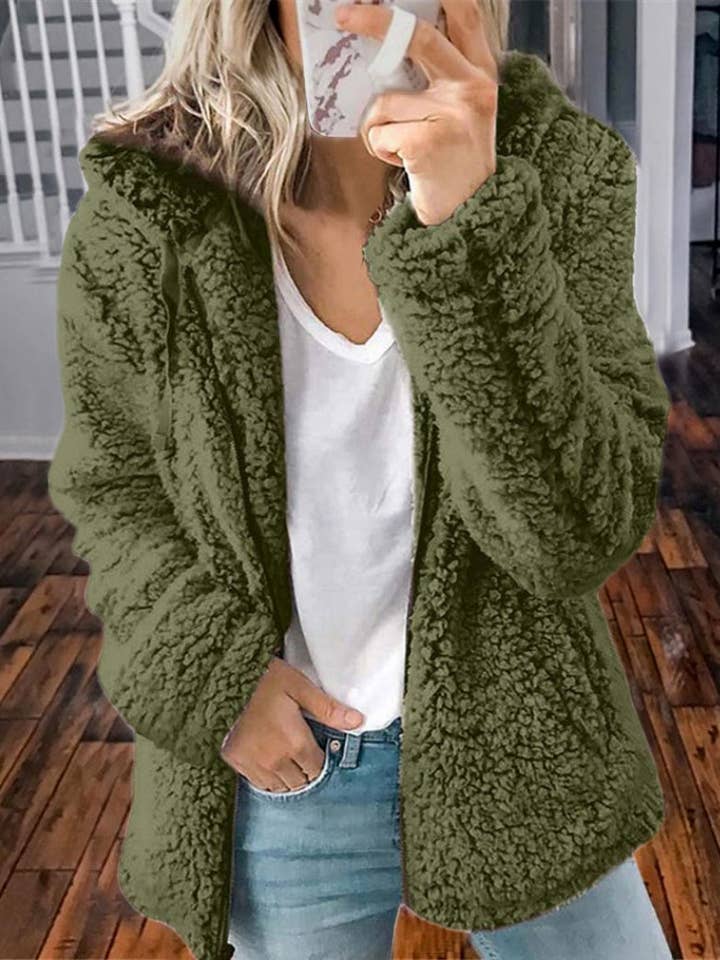 safistyle - Wholesale Jacket - Women's - Hooded Plush Zip-Up Jacket3