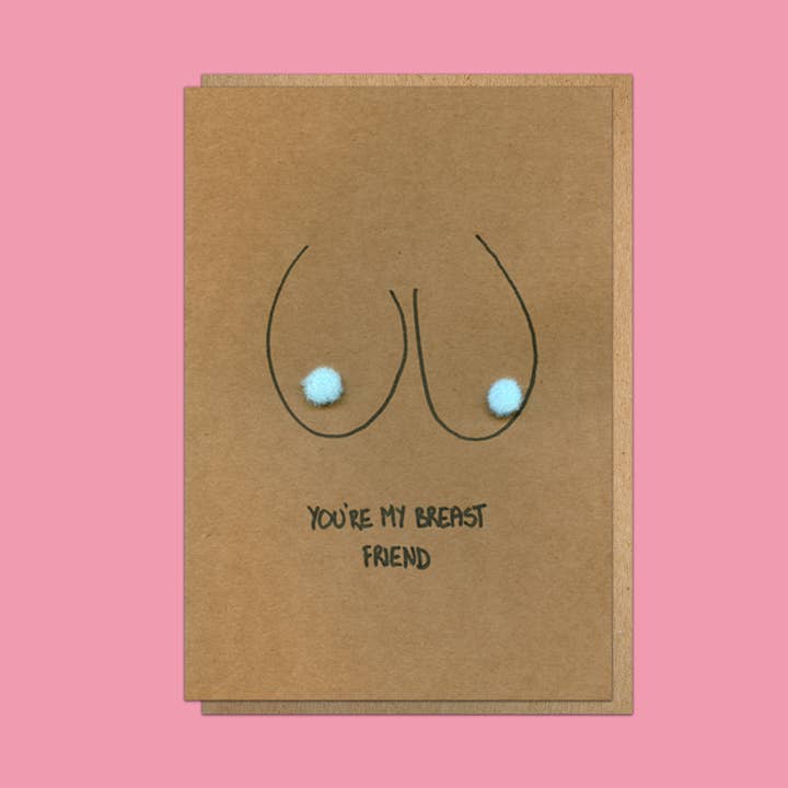Carte de vœux avec jeu de mots sur les seins 'Tu es ma meilleure amie'. pour la vente par Deb Almond Art