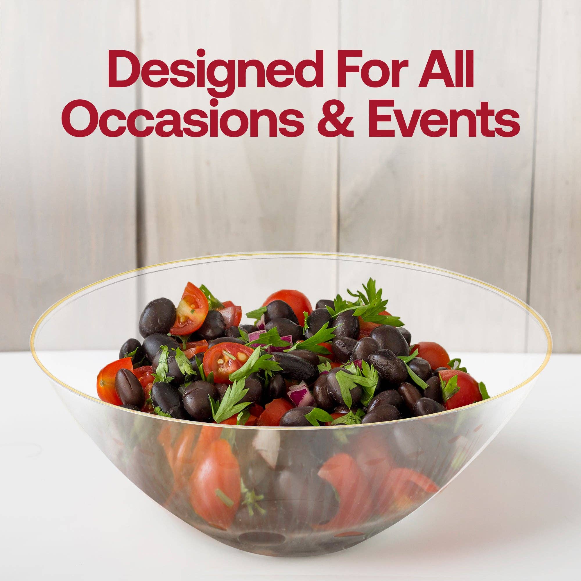 Smarty had a Party - Wholesale Bowl - 32 oz. Clear with Gold Rim Organic Plastic Bowls - 60 pcs6