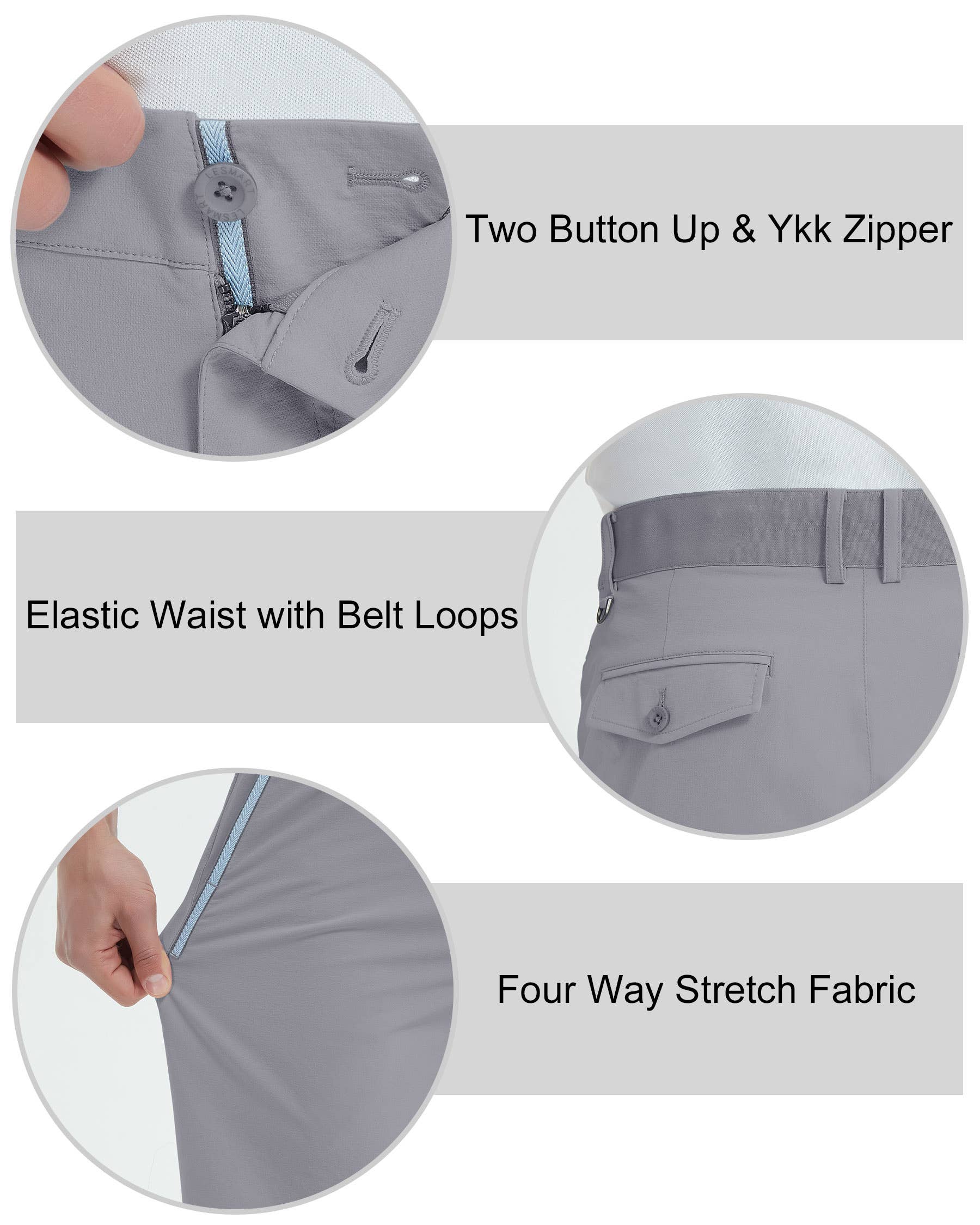 Qing Dao Lai Si Ma Te Fang Zhi You Xian Gong Si - Vente Short de sport – homme - Short de golf stretch pour hommes avec poches, taille élastique23