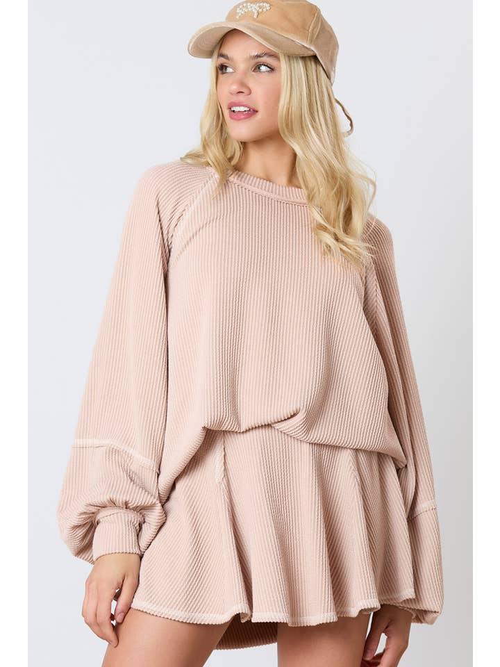 Babs + Birdie - Wholesale Top & Skirt Set - Women's - The Aurora | Corded Top and High Waist Ruffled Skort Set1