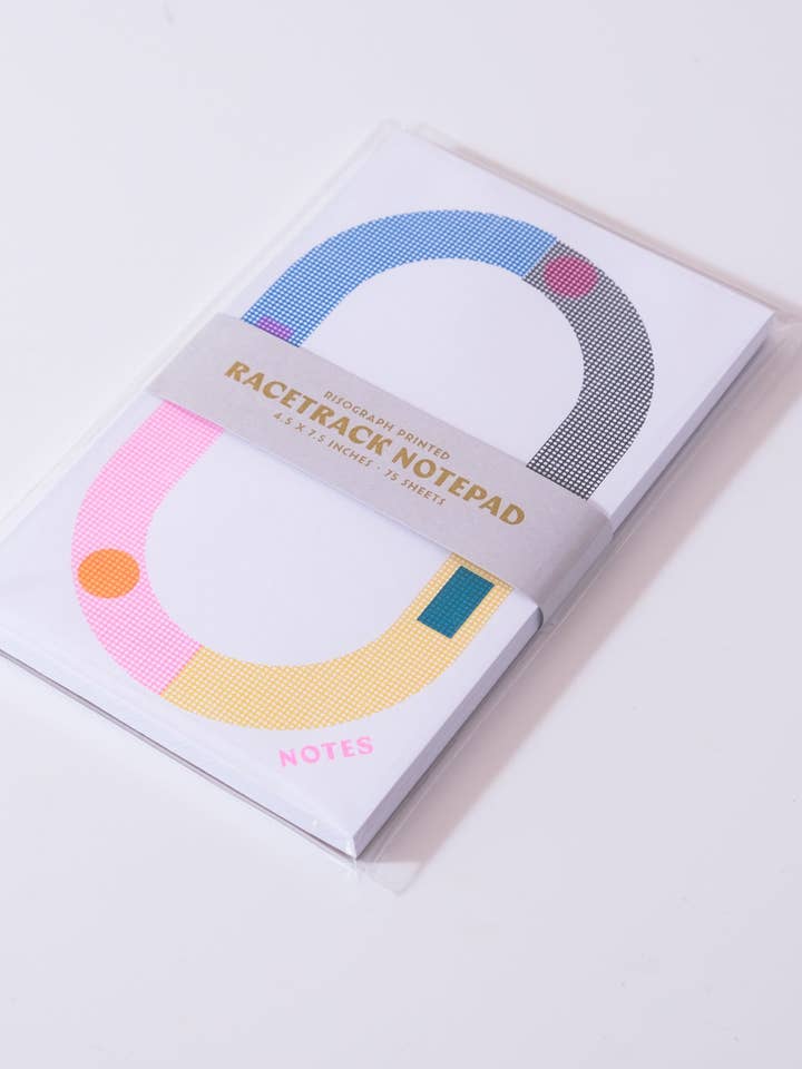 Racetrack Large Notepad • CMYK for wholesale by Mezzaluna Studio