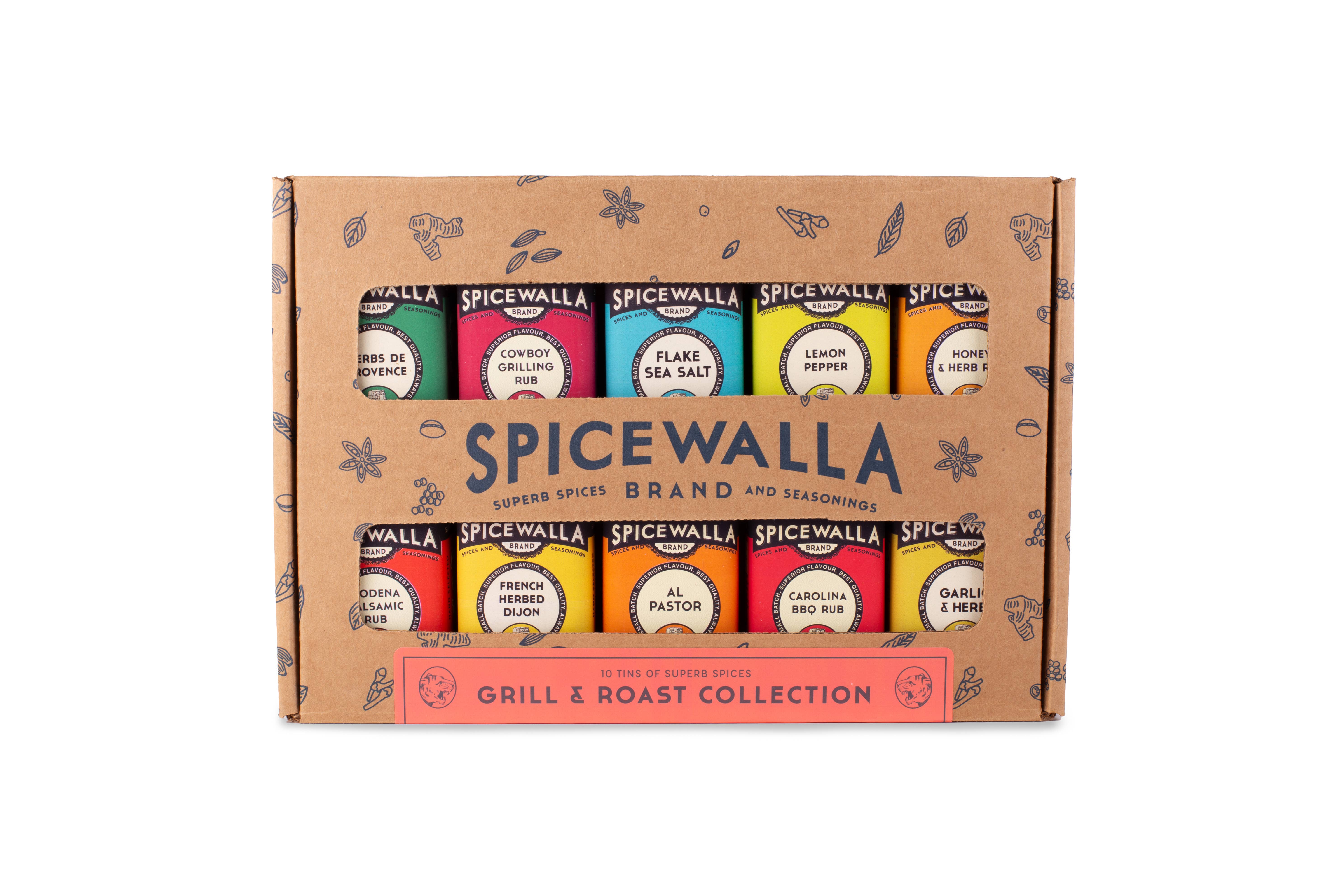 Spicewalla - Vendita all'ingrosso Mix di spezie - Collezione Grill & Roast - Confezione regalo da 10