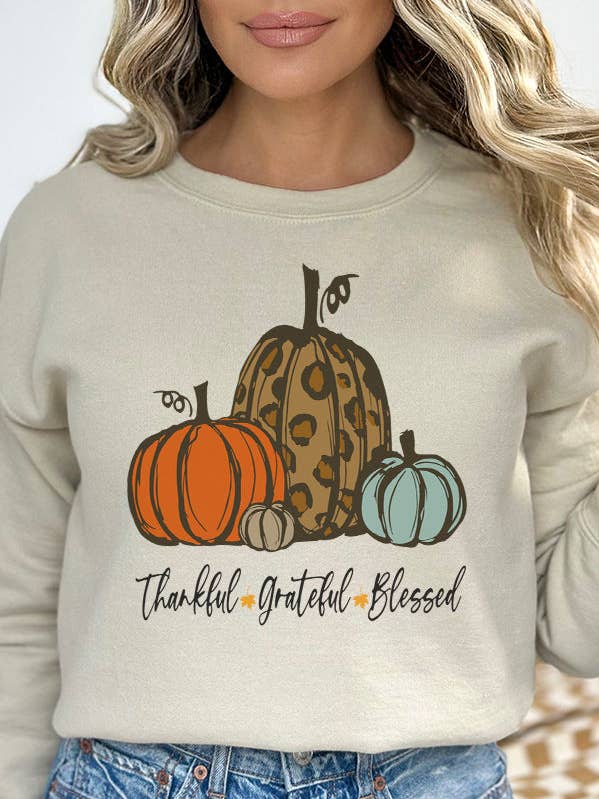 Sweatshirt d'automne Thanksgiving Grater Bled Pumpkins 58321 pour la vente par Cali Boutique Wholesale