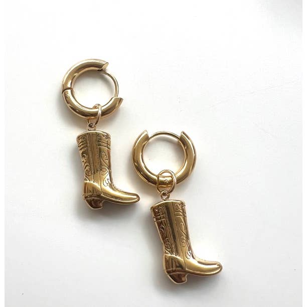 Océanne - Wholesale Huggie Earrings - Cowboy Boot Huggie Earrings -Gold or Silver