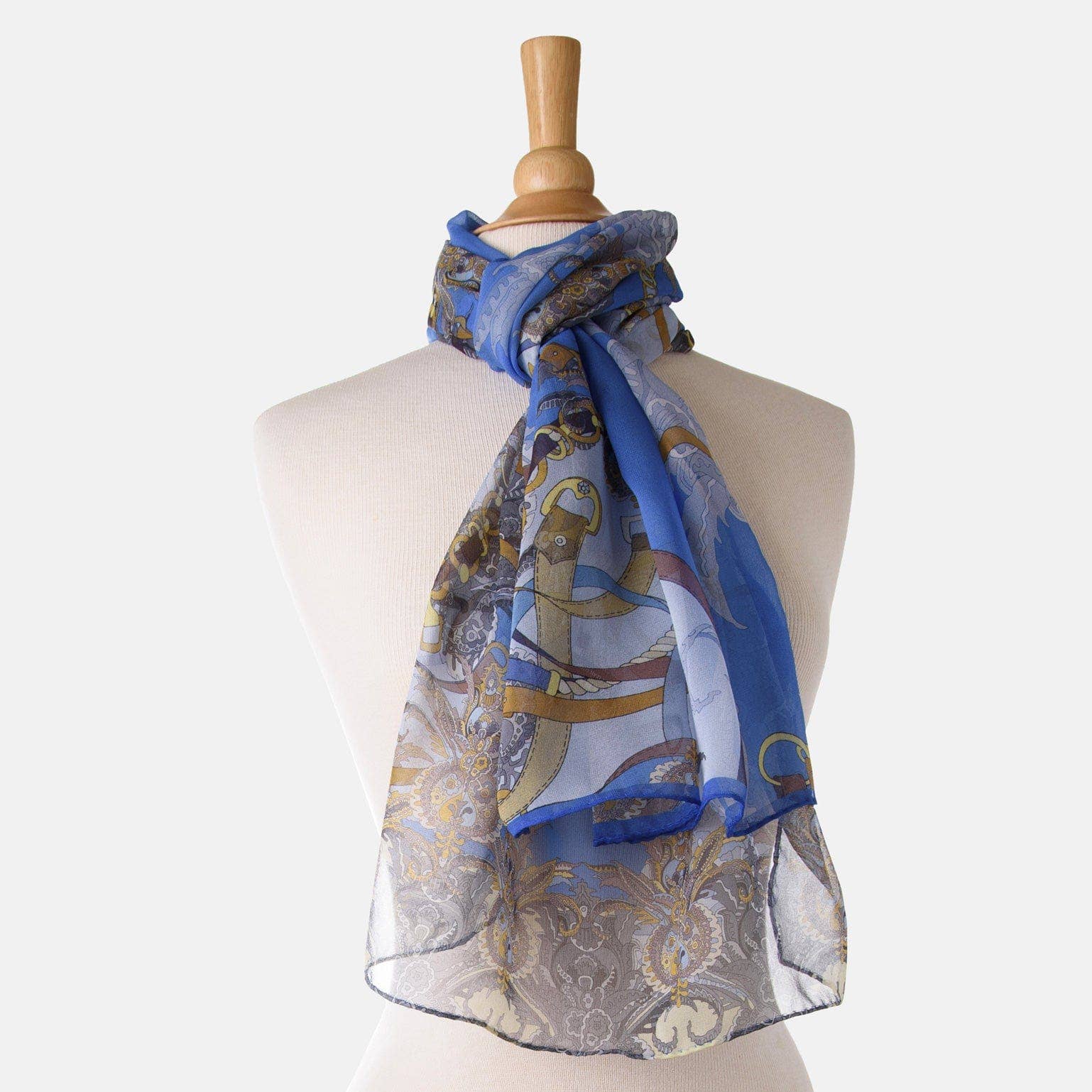 Elizabetta Made in Italy USA – Cachecol - Mulher por atacado – Alessandra - Cachecol longo de seda transparente - Azul3