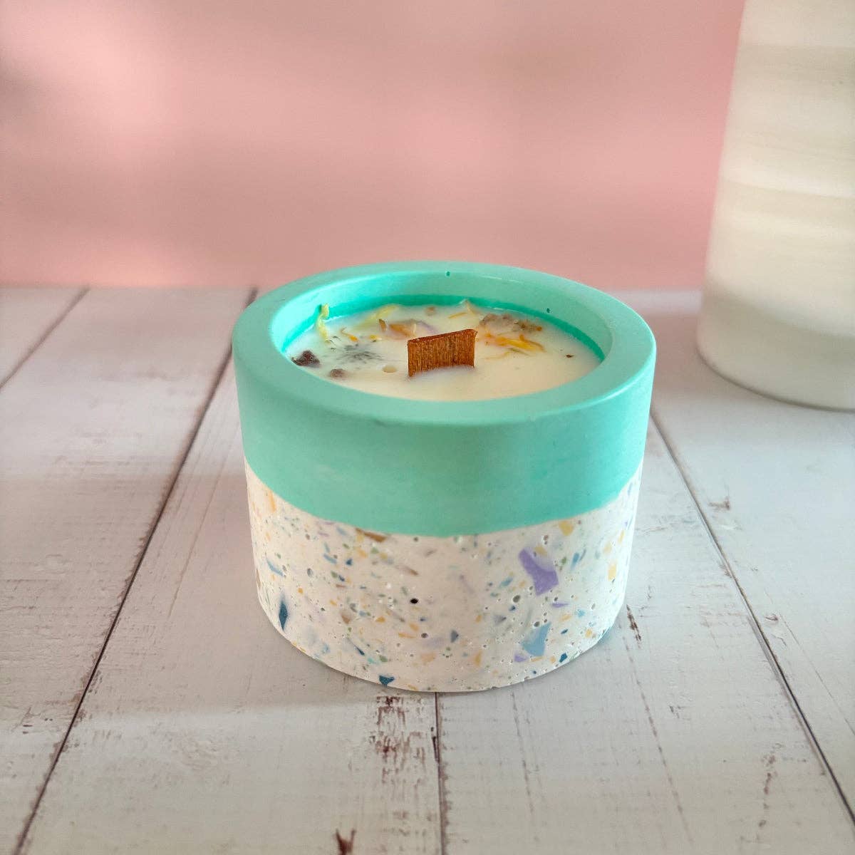 Kookie - Wholesale Jar/Filled Candle - Bicolor Aqua Terrazzo Candle - Aqualume0