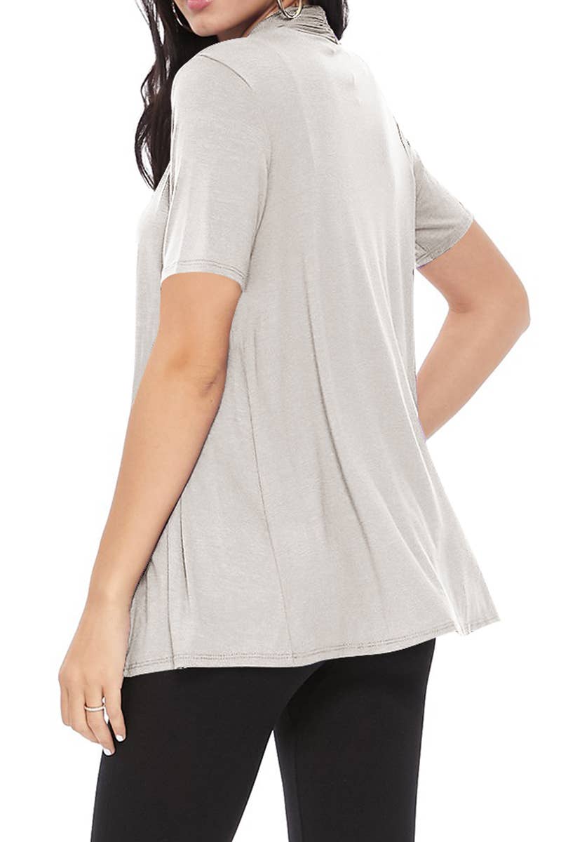 MOA COLLECTION - Wholesale Cardigan - Women's - Women's Casual Short Sleeve Draped Open Front Solid Cardigan22