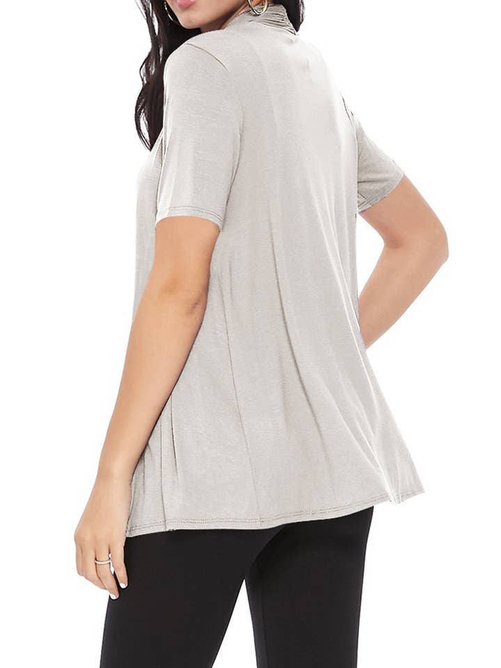 MOA COLLECTION - Wholesale Cardigan - Women's - Women's Casual Short Sleeve Draped Open Front Solid Cardigan22