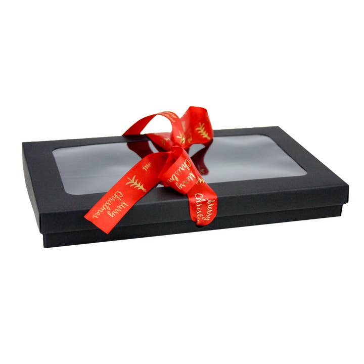 Sort boks m/ jule-rød sløjfe - Pakke med 12 - 21,5 x 13,5 x 4,5 cm for engroshandel hos Emartbuy