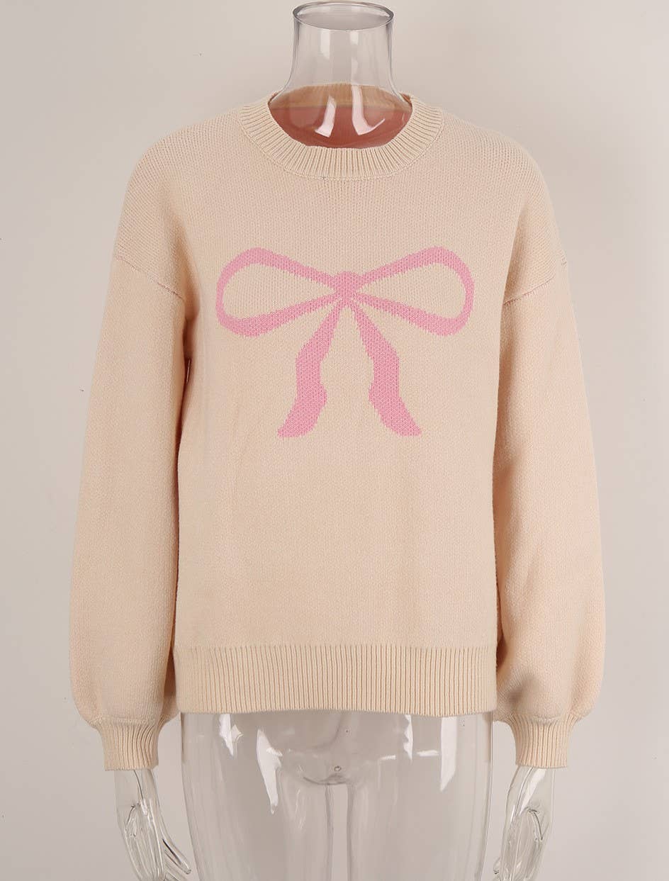Rosa Clothing - Wholesale Knit Sweater - Women's - Stylish Bow Long-Sleeved Knitted Sweater7