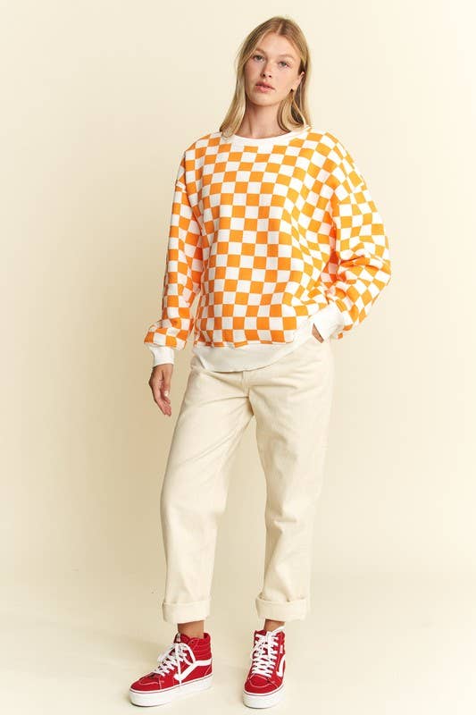 JADE BY JANE - Vendita all'ingrosso Felpa - Donna - FELPA A MANICHE LUNGHE CON STAMPA A QUADRI8