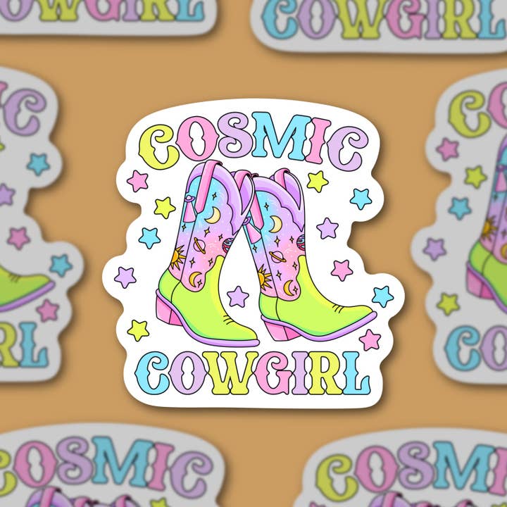 Cosmic Cowgirl Sticker for wholesale by Sage and Virgo