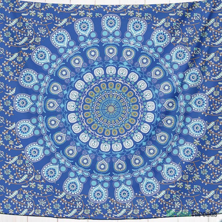 Blue Flower Mandala Tapestry for wholesale by Nirvana Threads