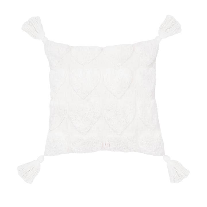 Valentine's Day Heart White Tassel Throw Pillow for wholesale by carol & frank