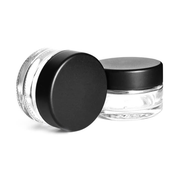 1oz/29ml Clear Glass Jar With Black Child Resistant Caps for wholesale by Human Objects®