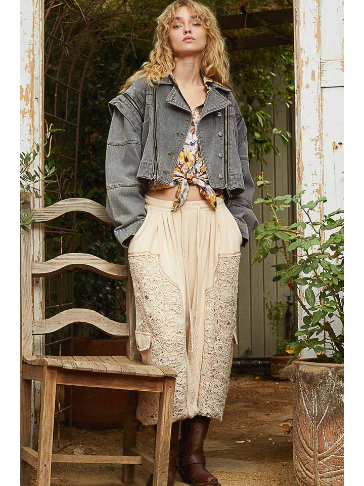Pol Clothing - Wholesale Denim Jacket - Women's - Oversized denim jacket with zipper detail