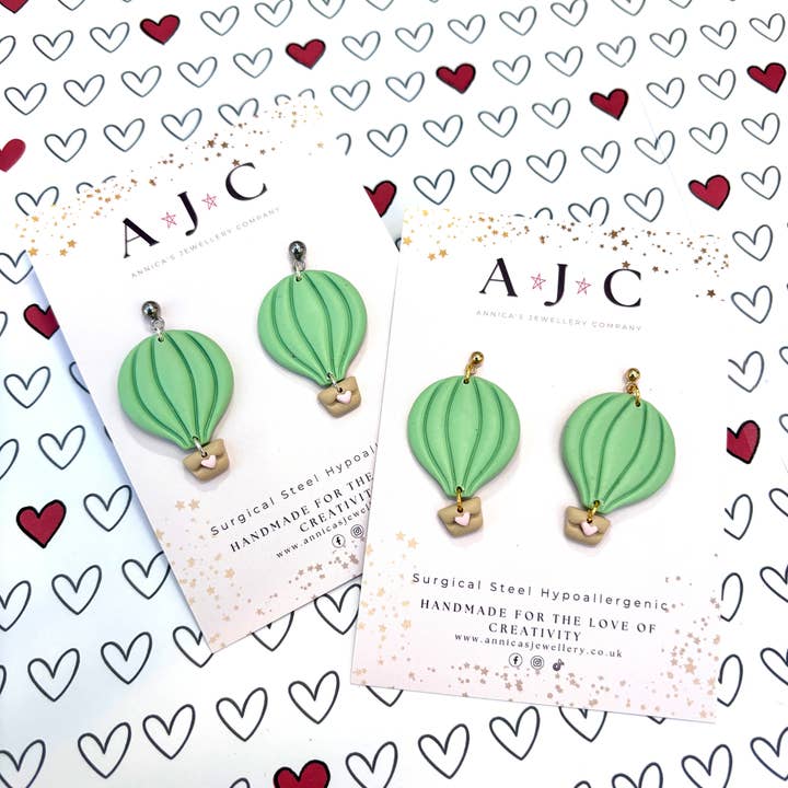 Pastel Green and Sahara Heart Hot Air Balloon for wholesale by Annica’s Jewellery Co