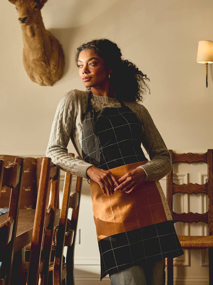 Charcoal Organic Cotton Bib Apron for wholesale by Anchal