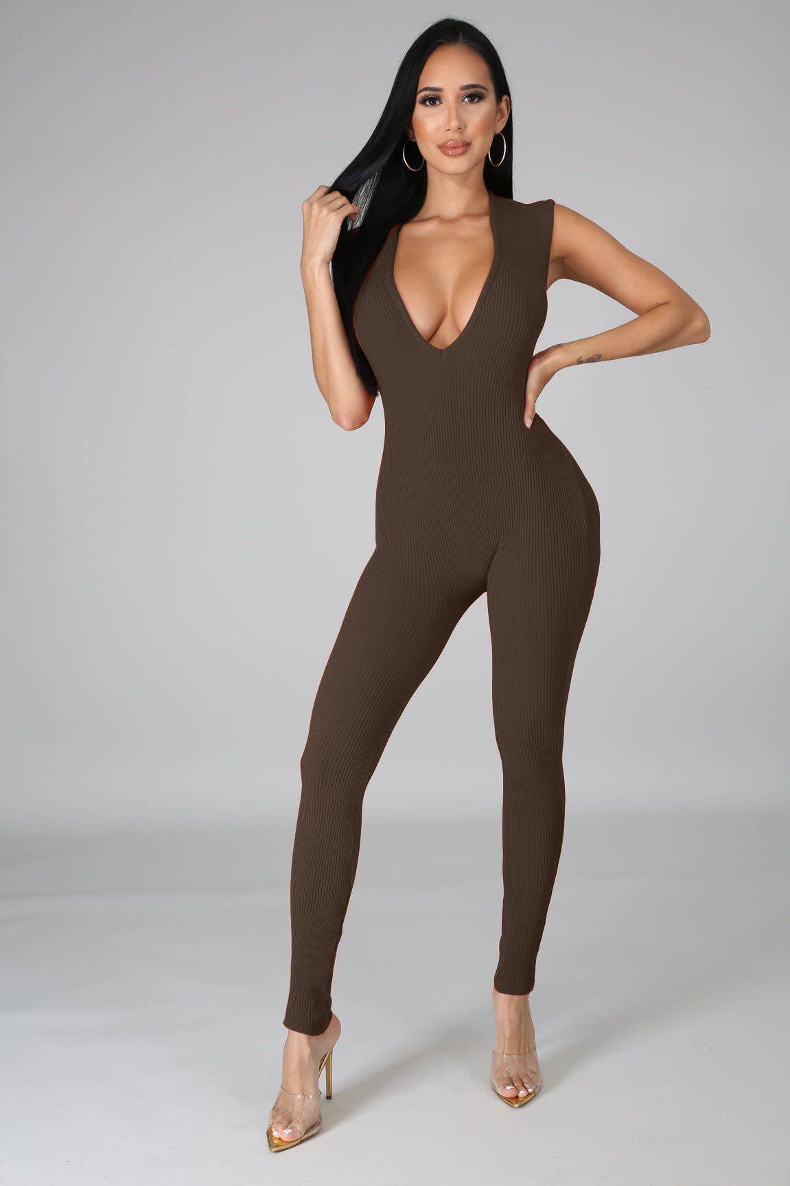 5besties inc - Venta al por mayor Peto - Mujer - Mono ajustado de punto acanalado para mujer15