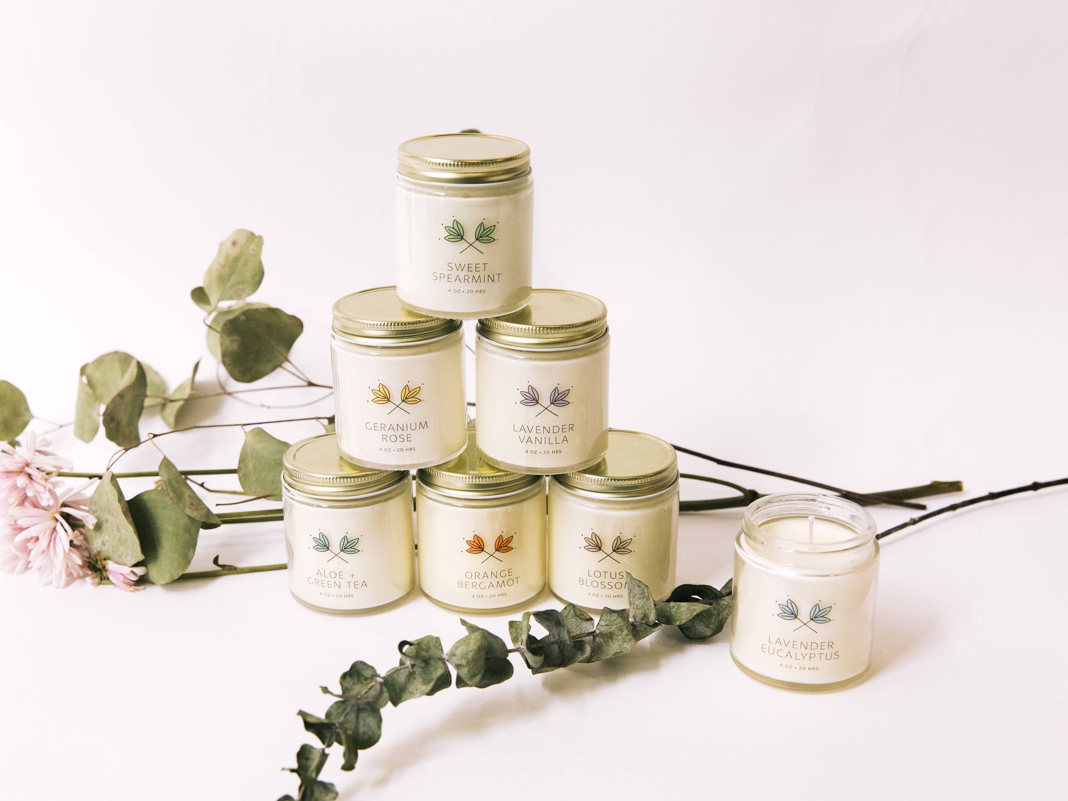 Handmade Habitat - Vente Bougie en bocal - Pot de bougie miniature en cire de soja Geranium Rose2