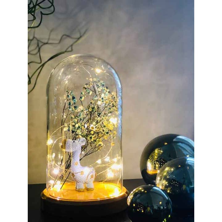 Light Lantern Blue Giraffe and Flower Figured Lamp Wood Base for wholesale by STUDIO BYLAMP