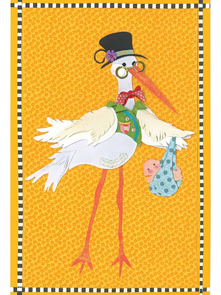 Stork and Baby Card   for wholesale by Iddy biddy boo design