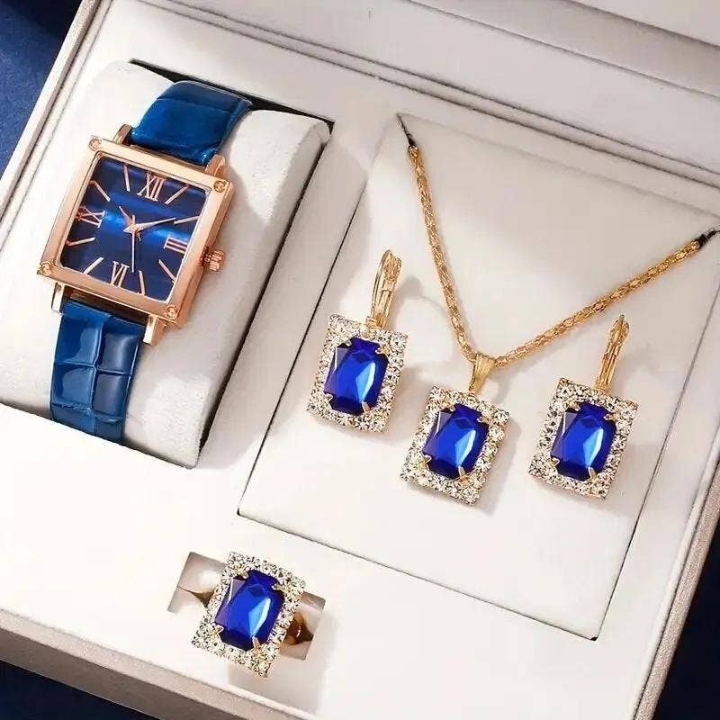 WoodWristCo - Vente Parures de bijoux - Set de bijoux avec montre quartz femme 4 pièces5